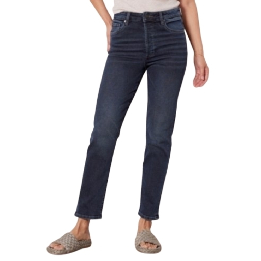 EVEREVE High Rise Ever Straight Dark Wash Jean Size 26 Button Fly Stretch Soft
